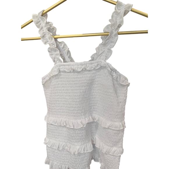 Crave Fame White Tank Top Ruffle Straps Smocked Bodice XS NWT - Picture 3 of 11